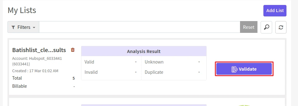 Validating the added contact list in ClearoutPhone