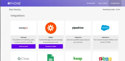 ClearoutPhone on the Zapier integrations directory